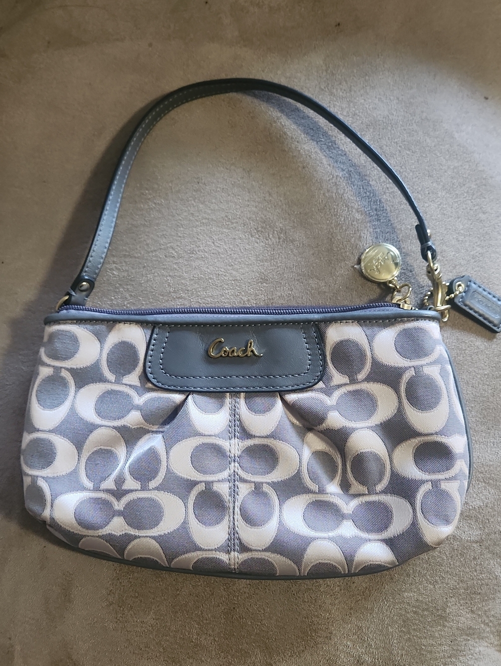 Coach Signature Wristlet in Slate  and Cream